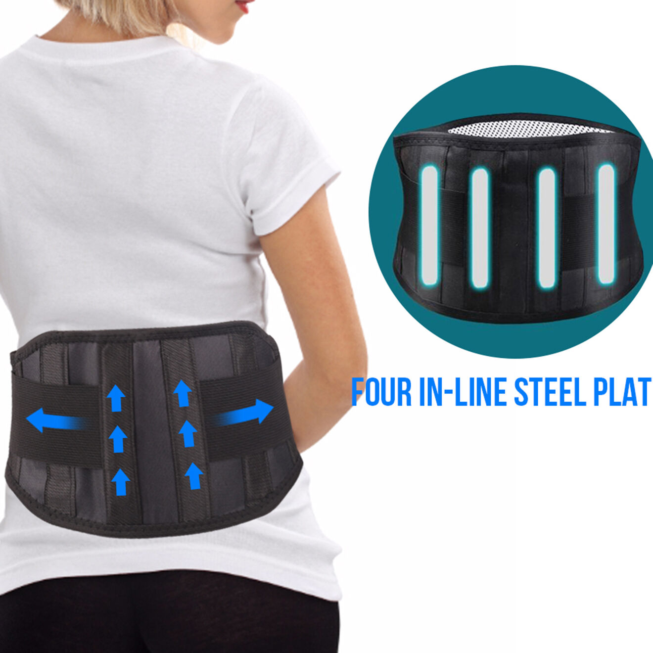Onamaste Ceinture de maintien noire - 105x16x0.3 cm