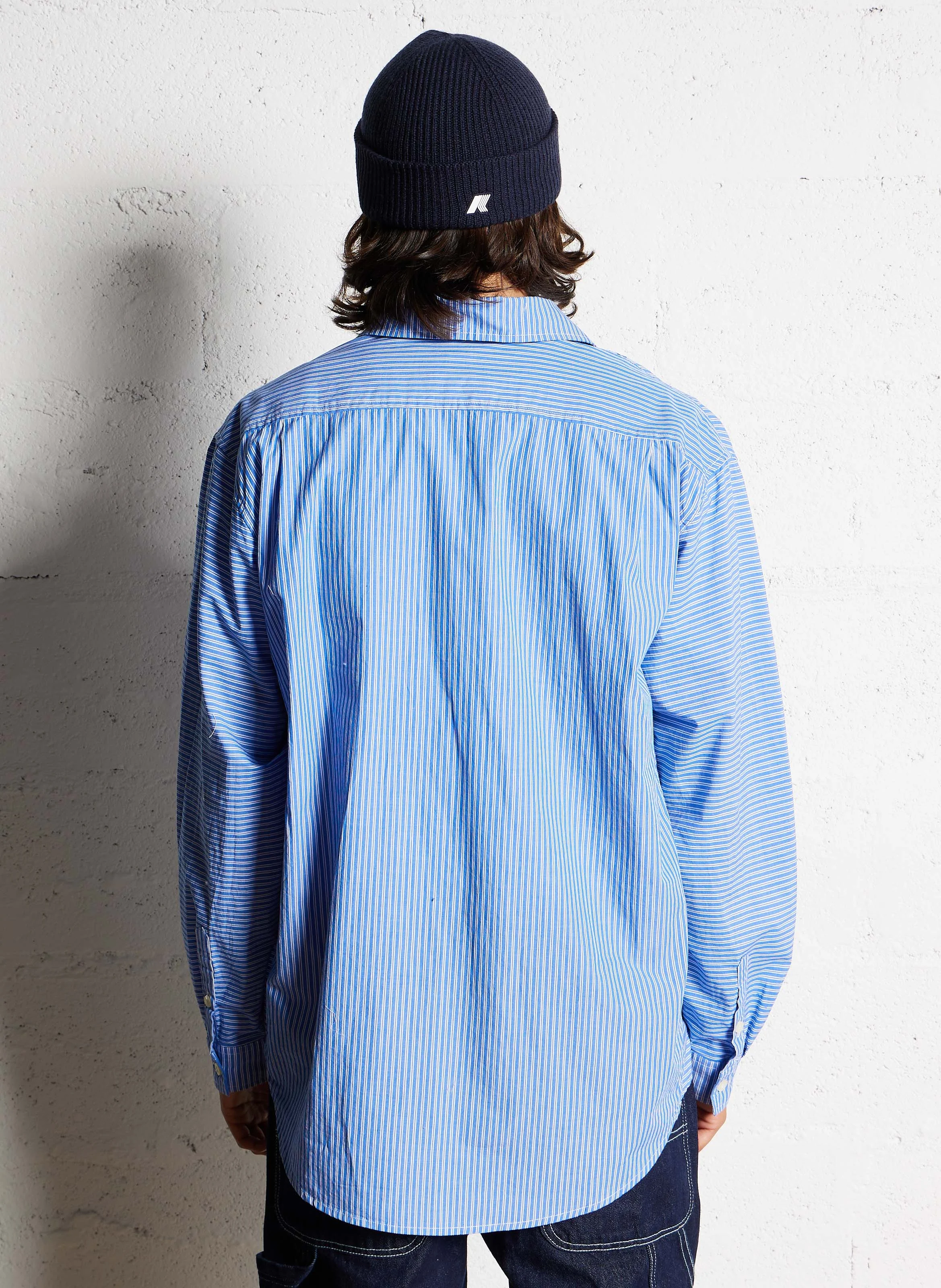 ZATYBAY - Chemise oversize rayée en coton | Bleu