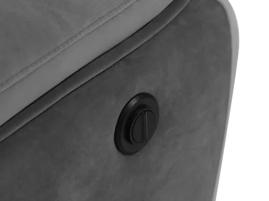 Fauteuil relax électrique en velours METTI - Gris et bandes écru