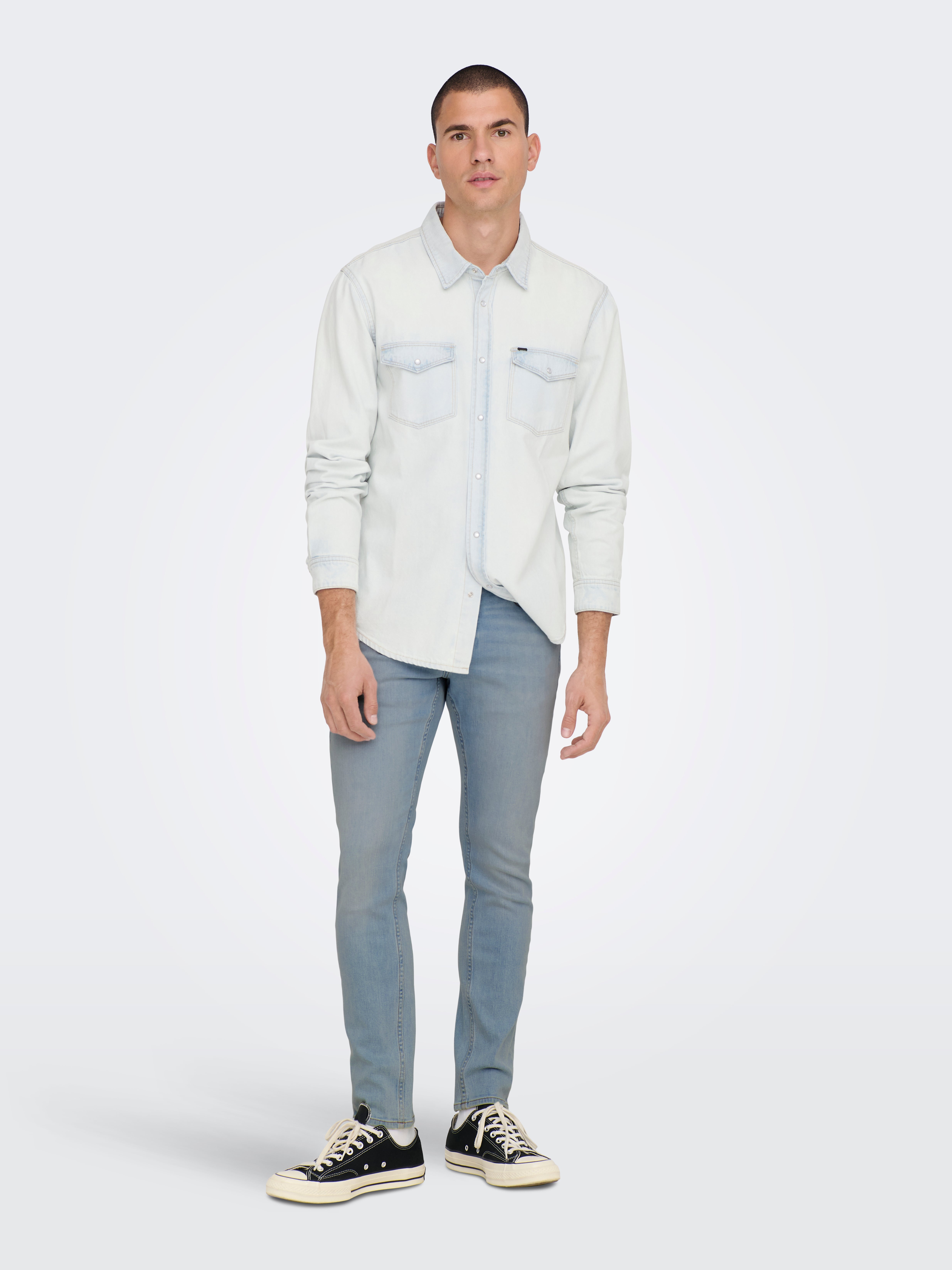 -ONSLOOM Mittlere Taille Slim Fit Jeans Light Blue Denim