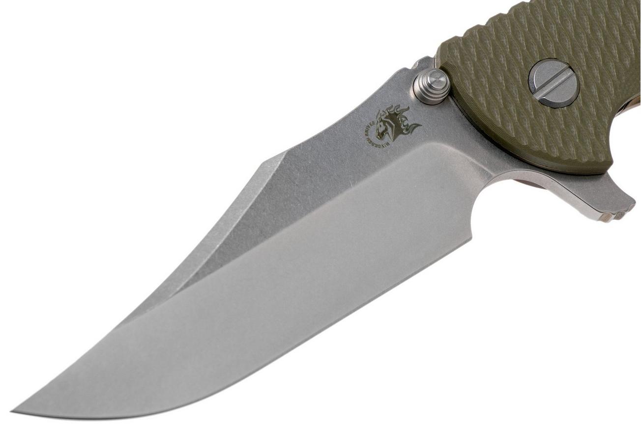 Rick Hinderer XM-24 4” Bowie, CPM 20CV, Stonewashed Bronze, OD Green G10 zakmes