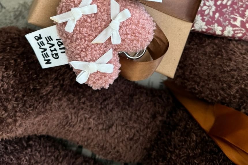 SeoulMall - Fleece Hart Lint Sleutelhanger