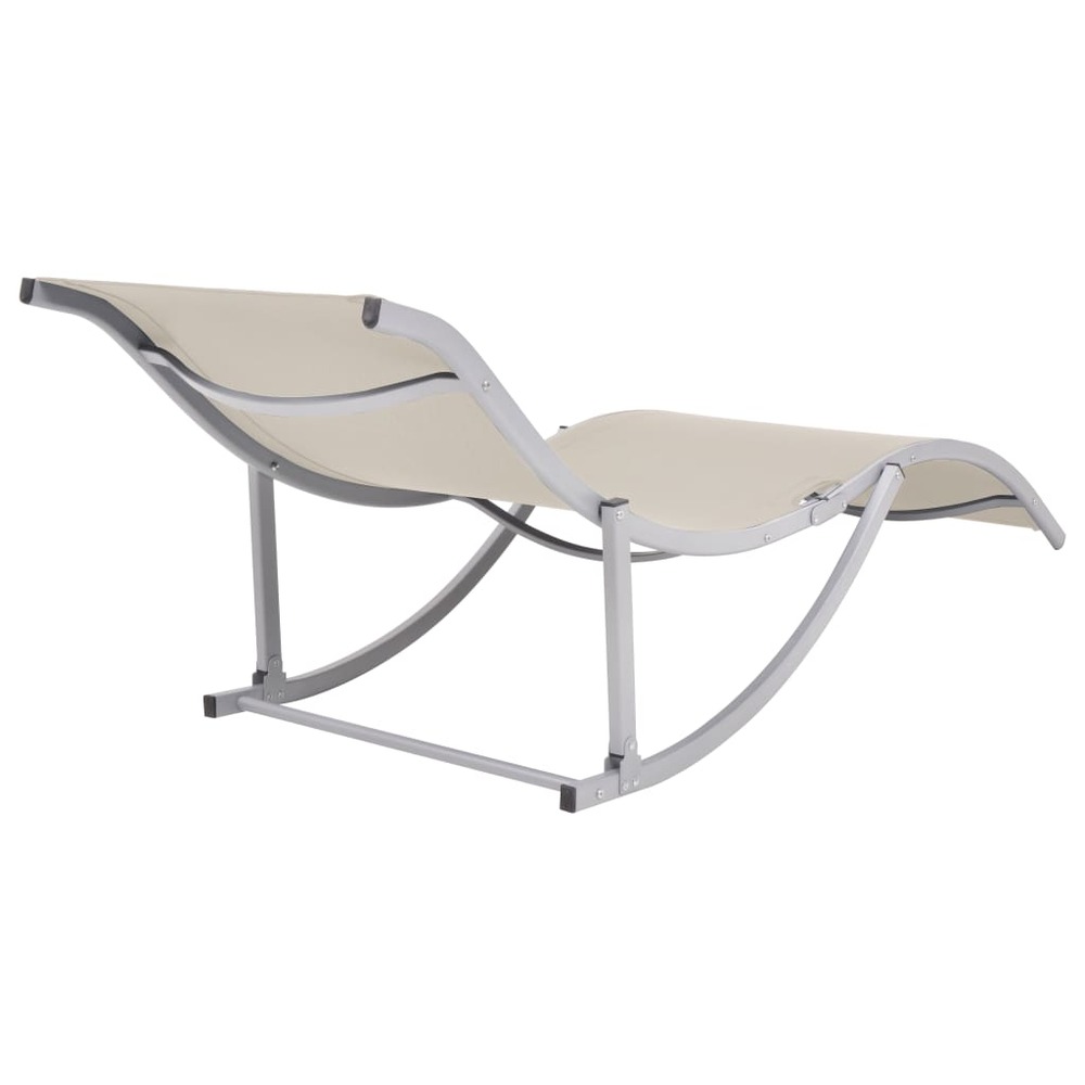 Lot de deux chaises longues pliables textilène crème