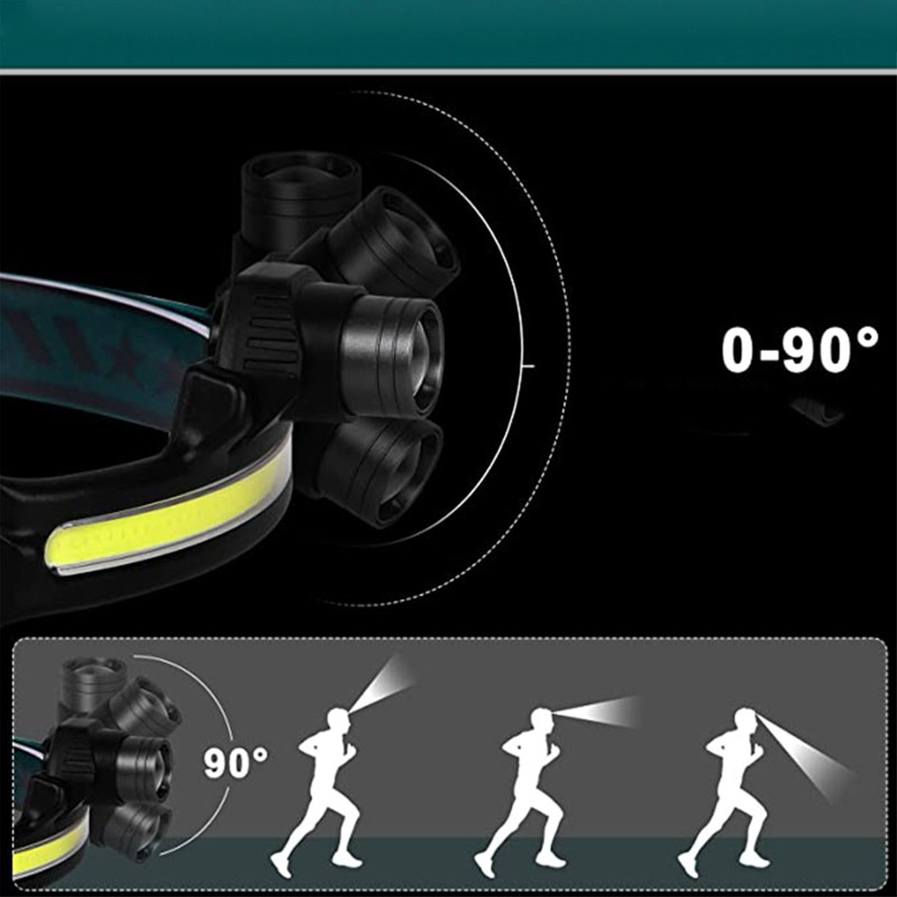 2000 Lumen Outdoor Running Stirnlampe COB LED Kopflampe IPX65 zum Wandern / Joggen / Radfahren mit 6 Leuchtmodi (2000mAh) - Blau / Schwarz