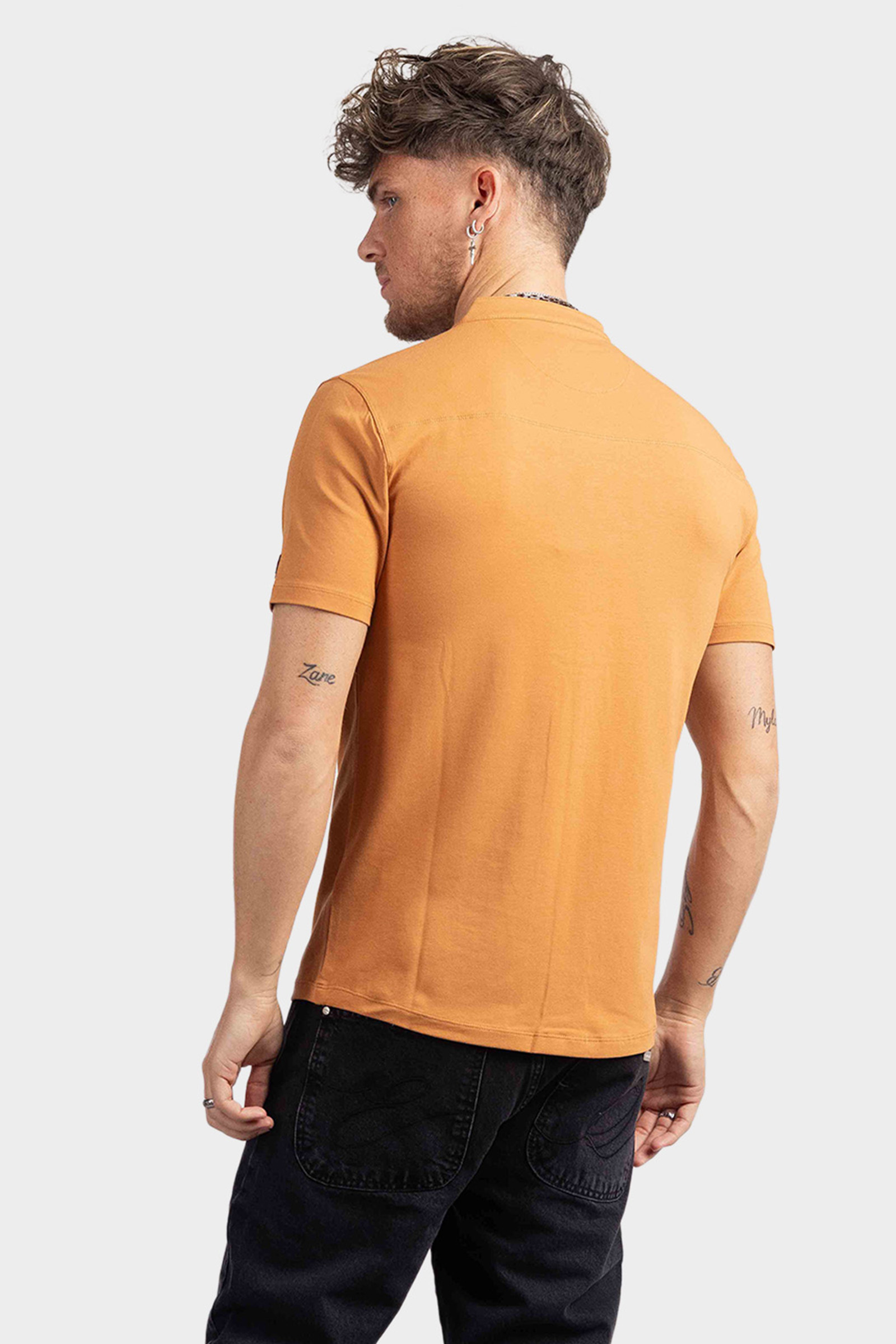 AB Lifestyle Button Up Short-Sleeve Polo Heren Oranje