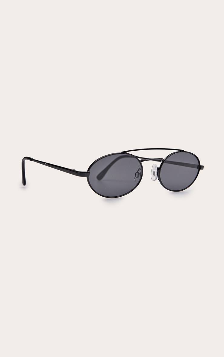 Noir Lunettes De Soleil Aviateur Ovales À Monture Métallique