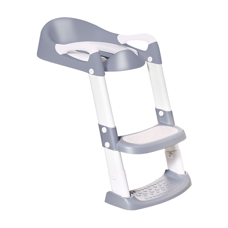 Kinder Toilettentrainer WC Treppe Lern Töpfchen Toilettensitz Aufsatz - Grau / Weiss