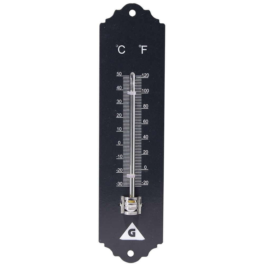 Thermomètre en métal vert H20 cm