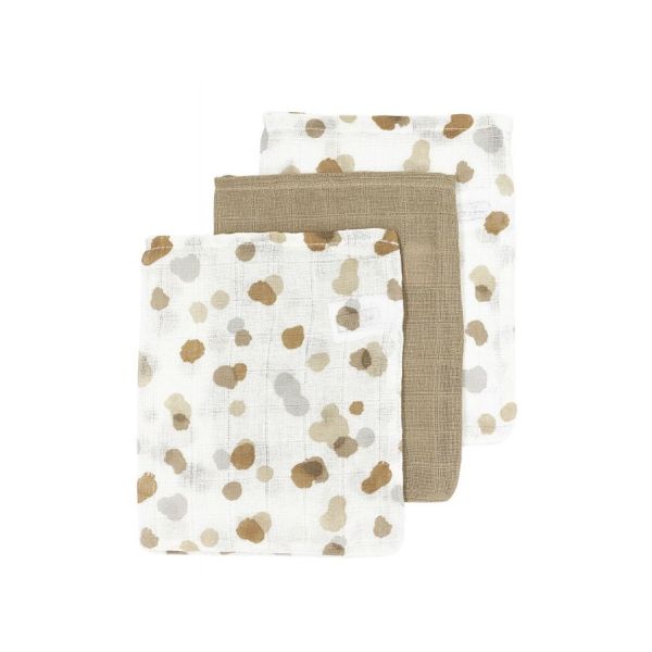 Meyco Washandjes - Dot Stripes - Sand - 3 Stuks