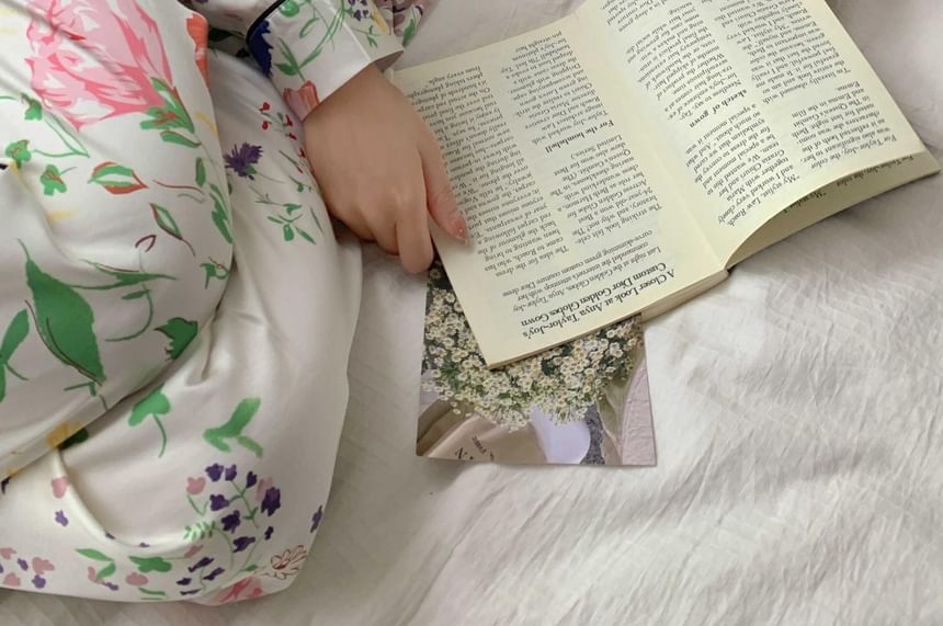 GOUB - Pyjamaset: overhemd met lange mouwen en bloemenprint + broek