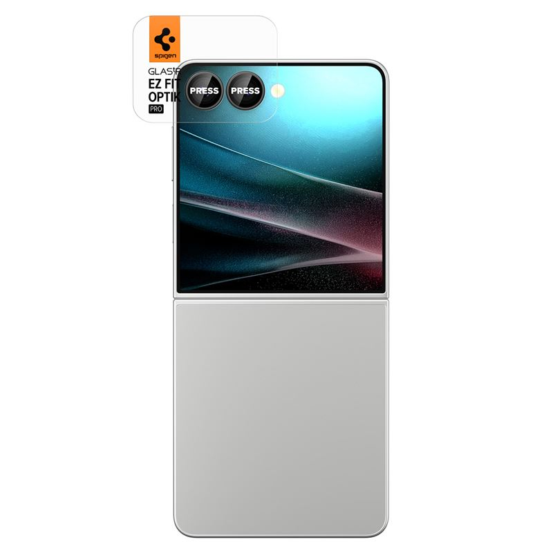 (2er Set) Samsung Galaxy Z Flip7 Glas Tr EZ Fit Optik Pro Kamera Objektiv Protector Panzer Glas Case Friendly mit Rahmen (AGL09587)