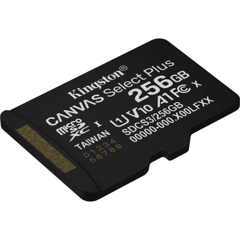 Kingston Technology 256GB microSDXC Canvas Select Plus Gen3 150MB/s A1 (Adaptateur SD inclus)