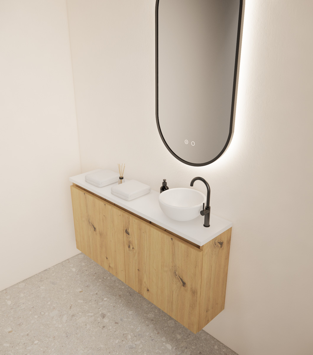 Gliss Design Echo toiletmeubel 100cm evoke eiken met toppaneel wit mat
