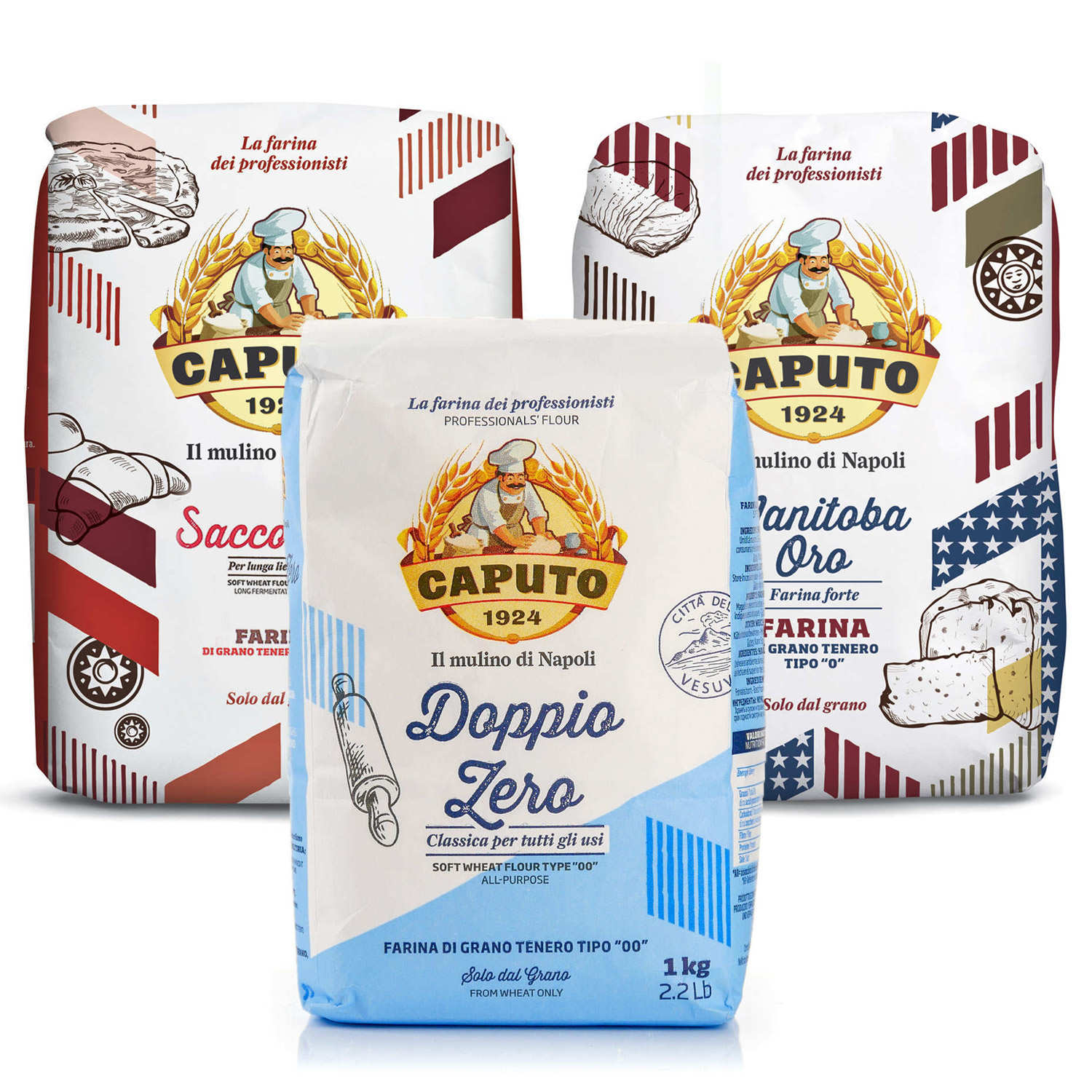 Trio de farines à pizza professionnelles Caputo