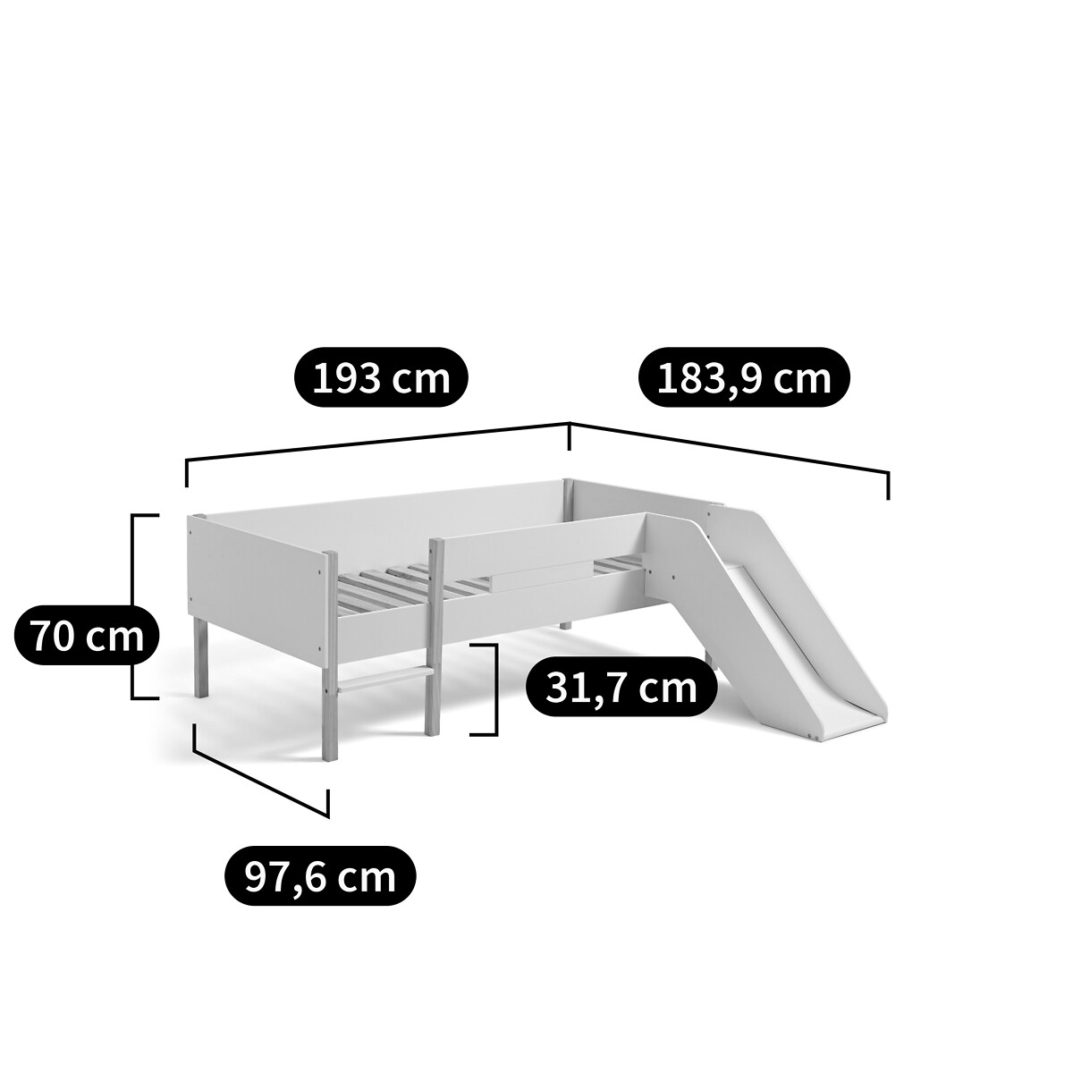 LA REDOUTE INTERIEURS<br>Cama de altura média com escorregador, Caume