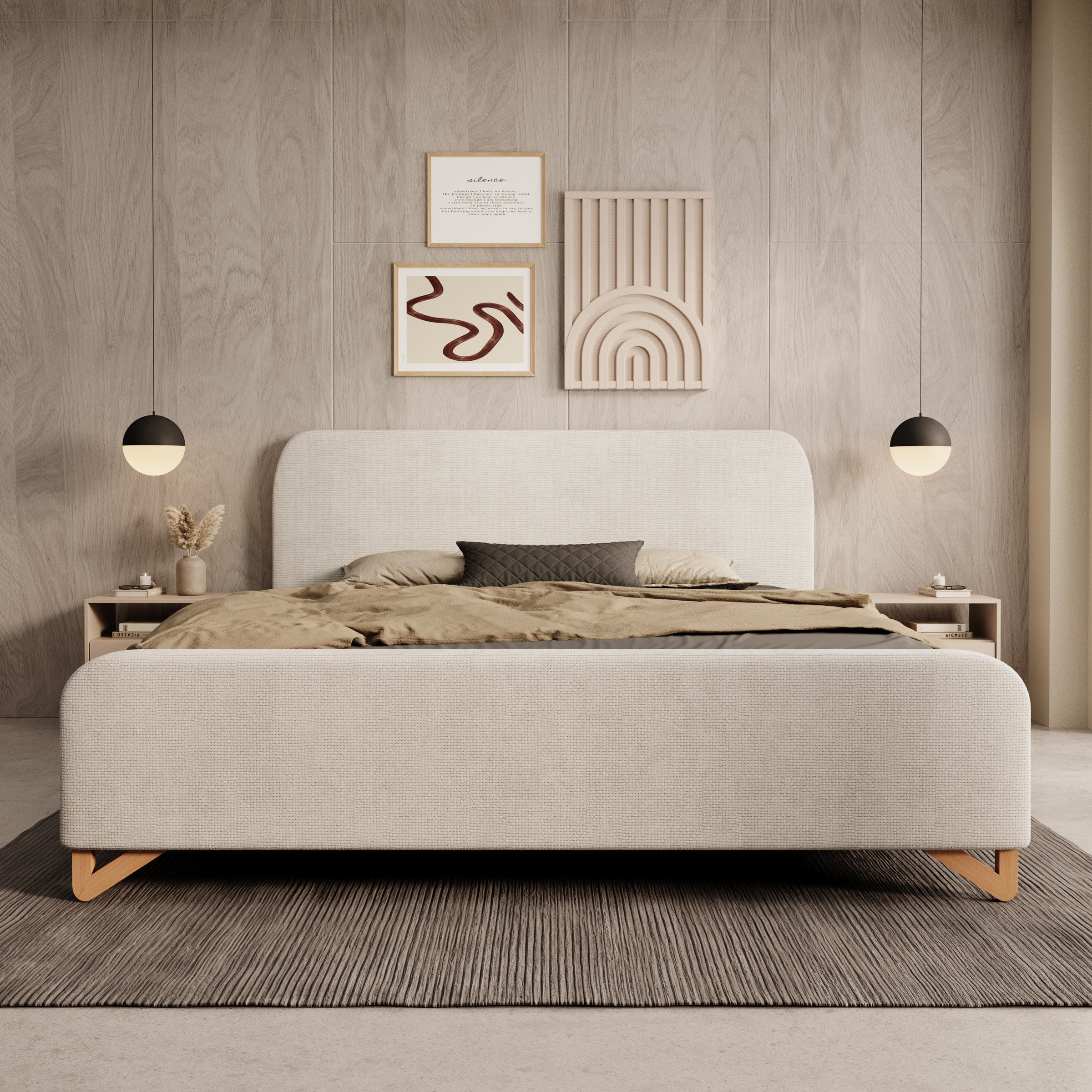 Fortaleza - Tweepersoonsbed - Stof beige - 160x200 cm