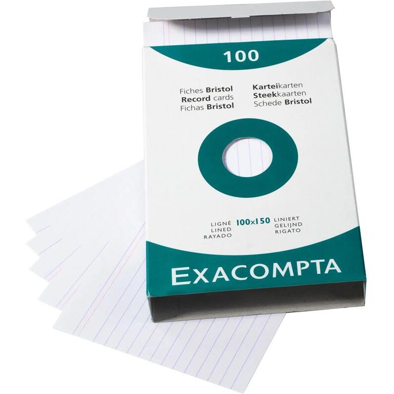Étui de 100 fiches - bristol ligné non perforé 100x150mm - Blanc