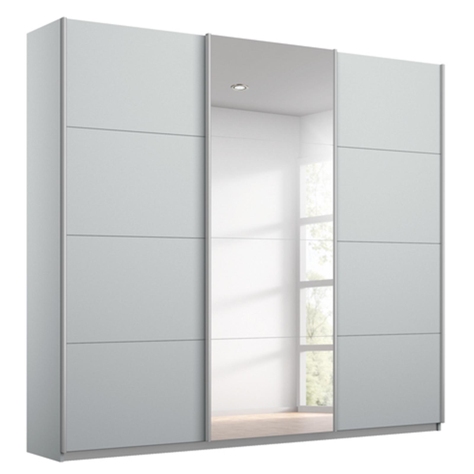 Schwebetürenschrank - seidengrau - mit Spiegel - 203x210 cm