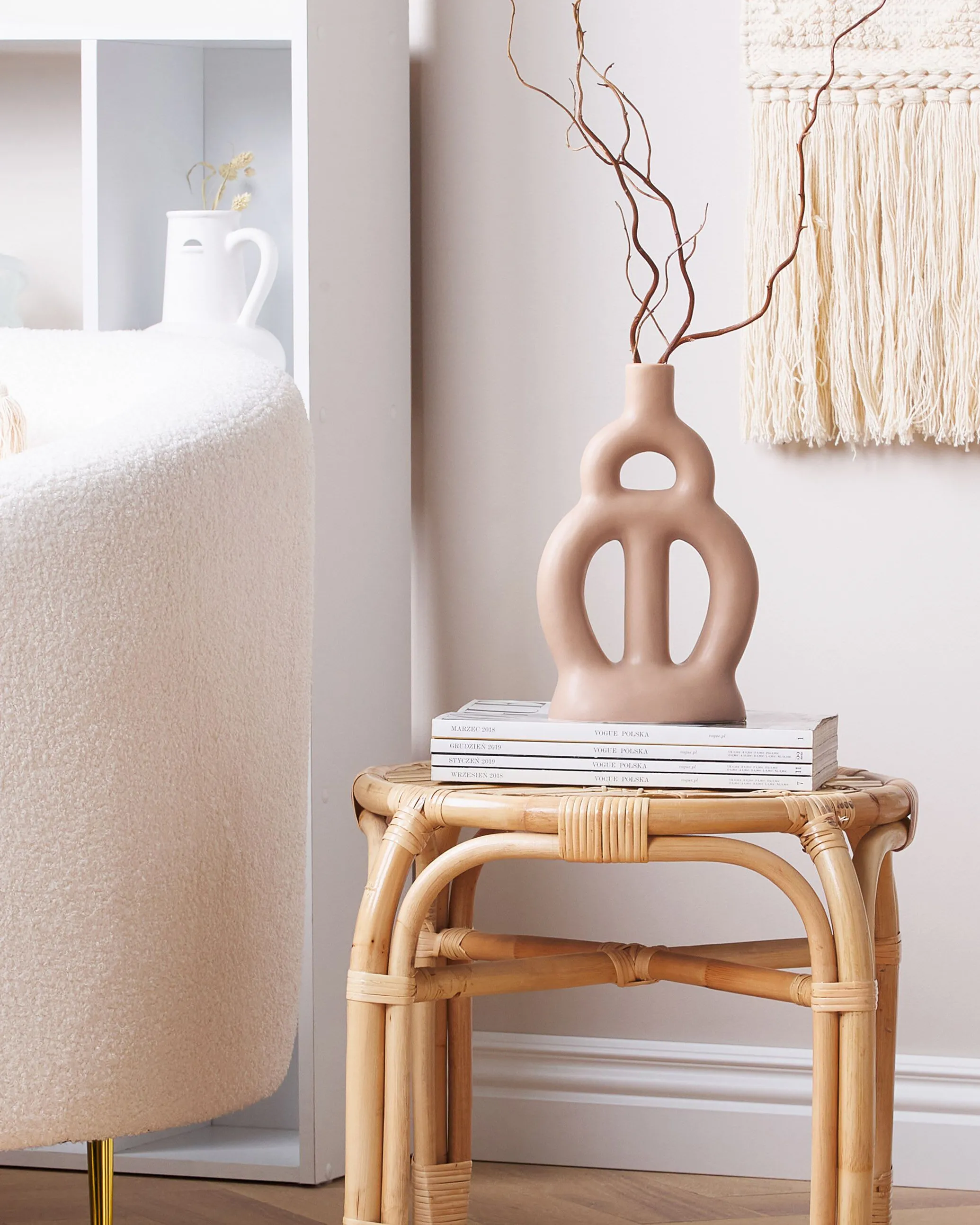 Bloemenvaas KOZANI Keramiek 28 cm Zandbeige