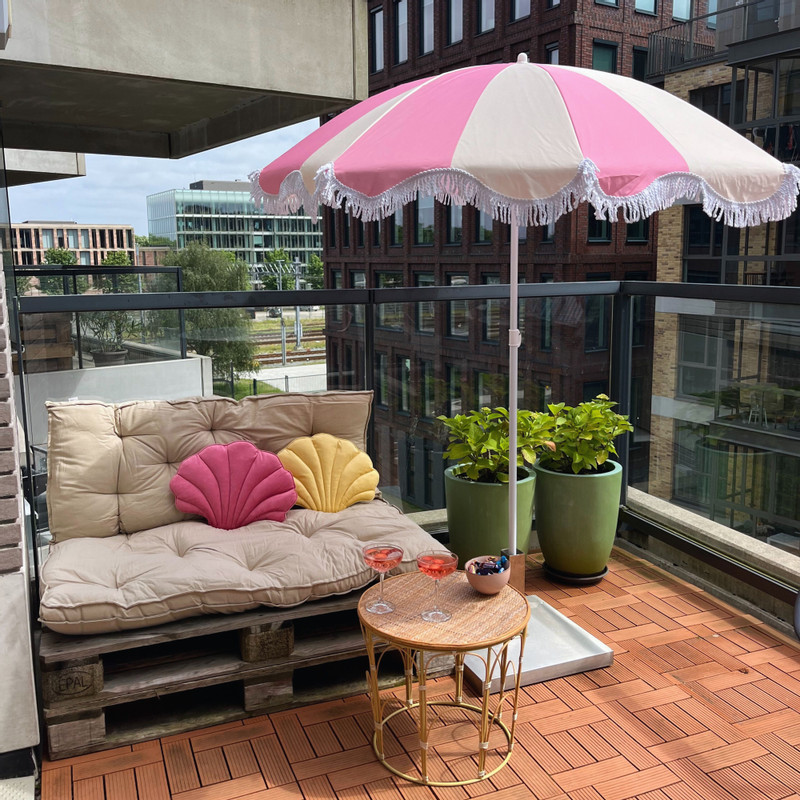 Parasol gestreept - roze/beige - ø160x180 cm