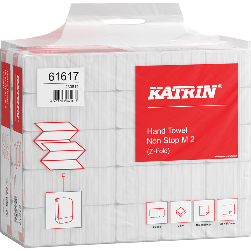 Katrin Falthandtücher Z-Falz Non Stop M2, weiss, 1 Karton à 25 Pack (4000 Tücher)