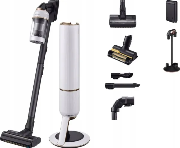 Samsung VS20B95823W, 2-i-1 stangstøvsuger, Poseløs, Sort, Hvid, Dry, Multi cyklonisk, Bare gulv, Gulvtæppe