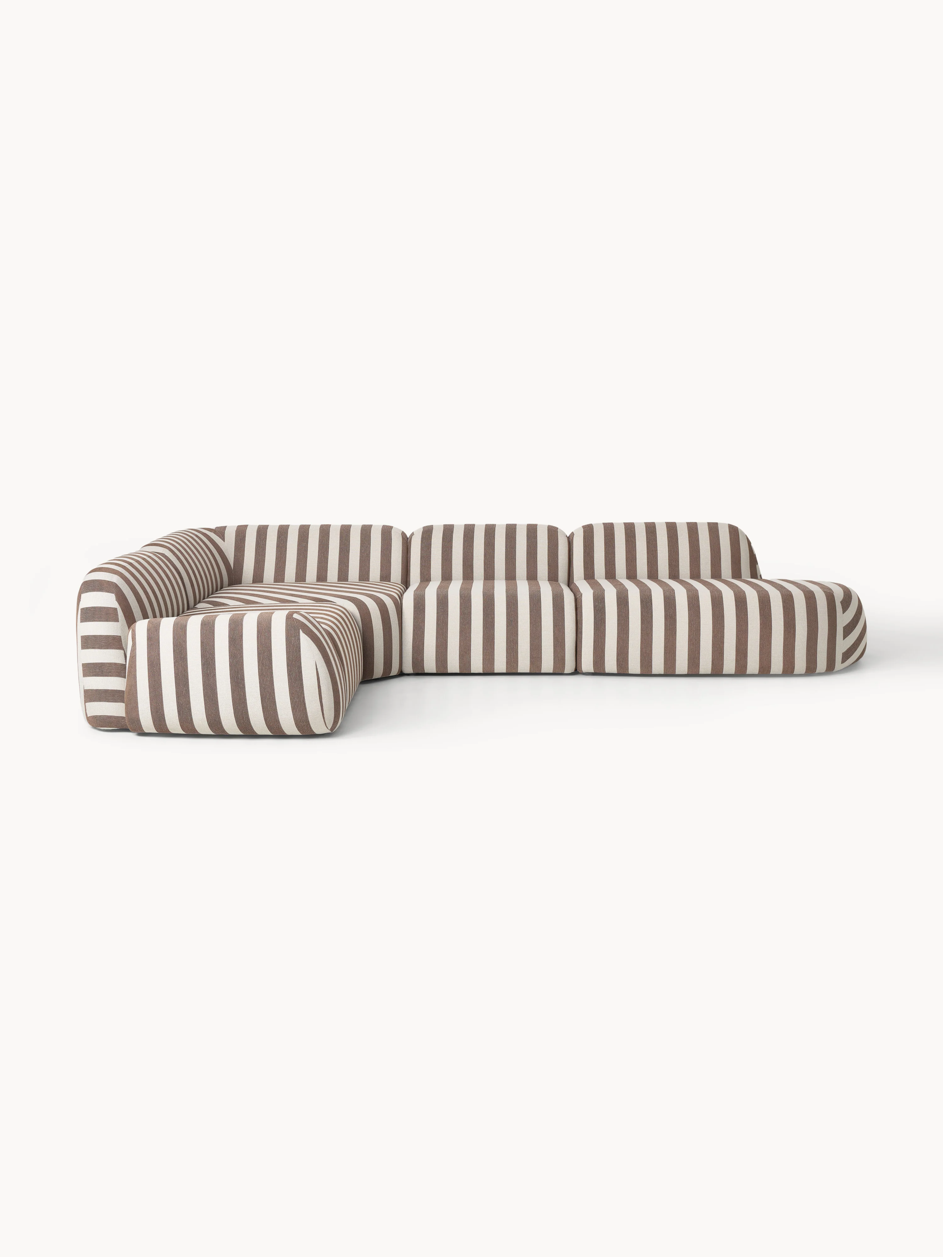 Gestreepte XL modulaire hoekbank Wolke met chaise longue