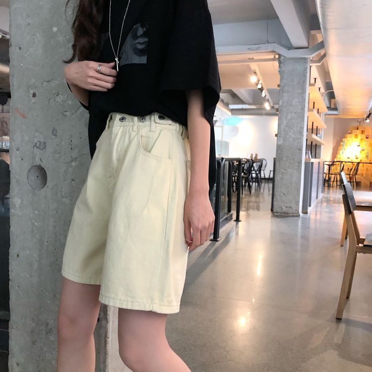 Happy Bird - Denim shorts met hoge taille