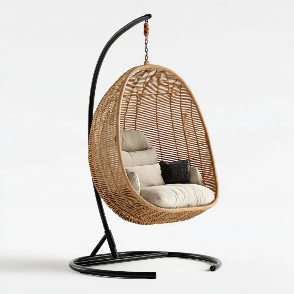 Hängesessel Rattan 110x75x105 cm – Beige – Modernes Design