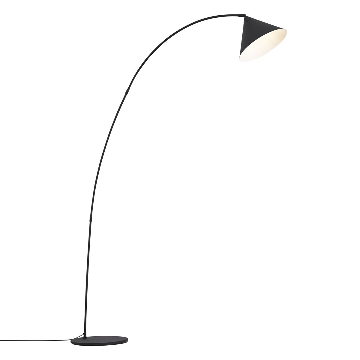 Retro vloerlamp zwart met witte binnenkant - Triangolo