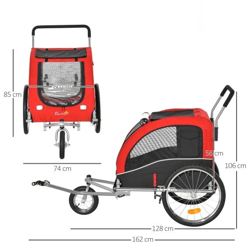 Reboque para bicicleta Pawhut Pet, vermelho