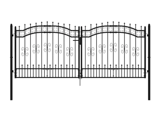Portail et sommet de lance Noir 305x173 cm Acier enduit poudre