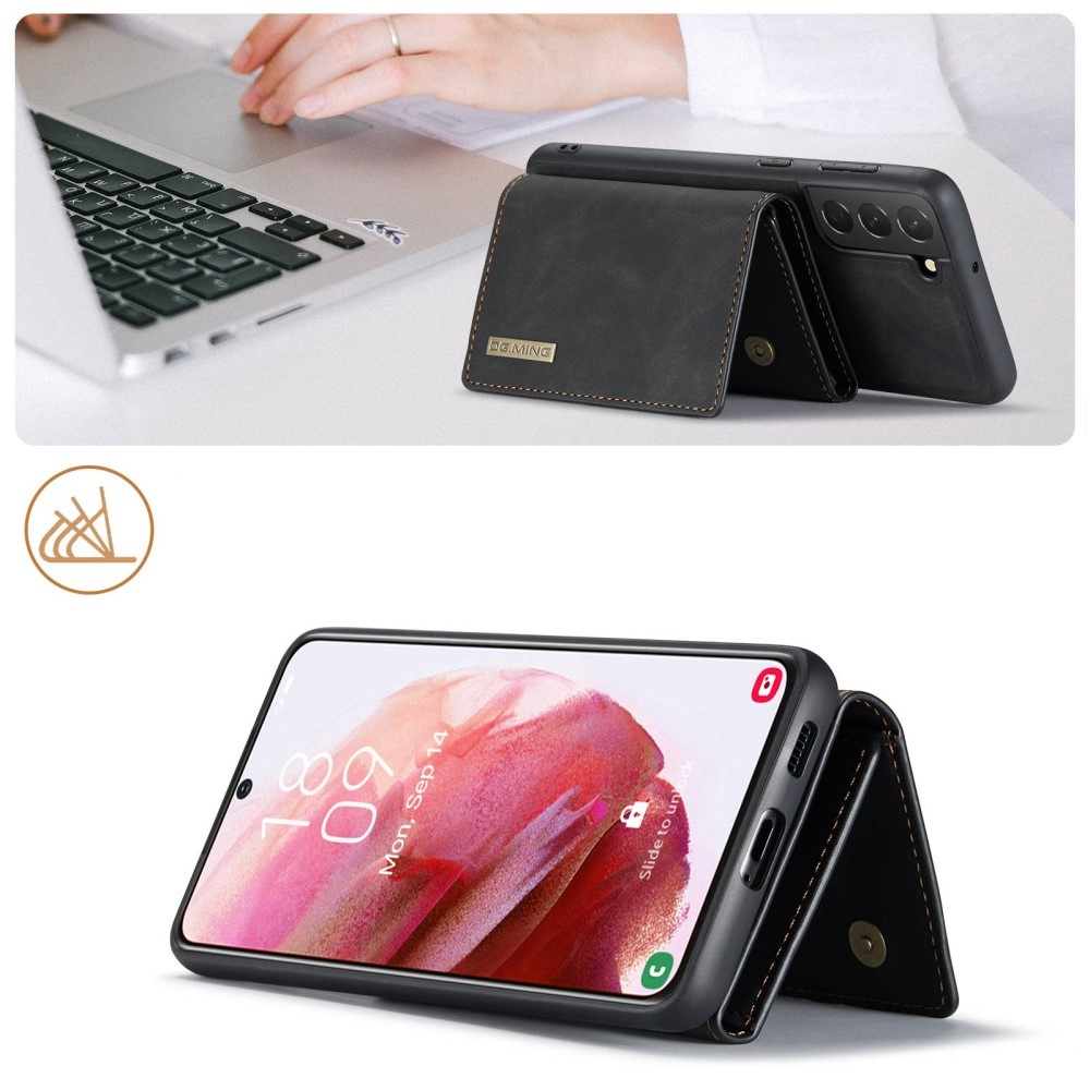 2in1 Samsung Galaxy S23 5G Leder Hülle Wallet   Magnetisches Kreditkartenfach - Schwarz