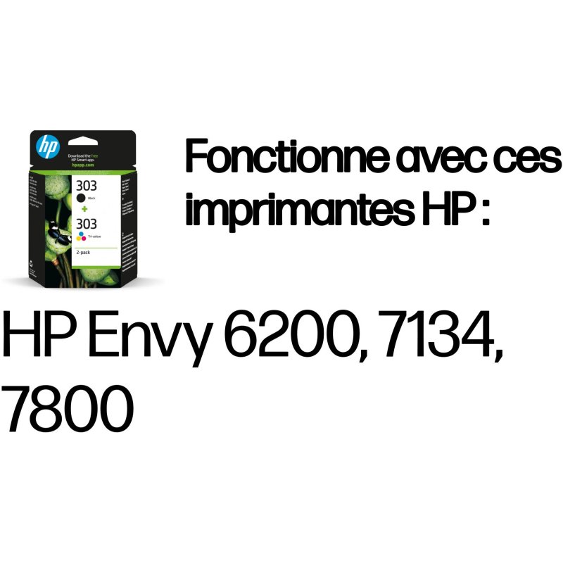 HP Pack de 2 cartouches authentiques d'encre noire/trois couleurs 303