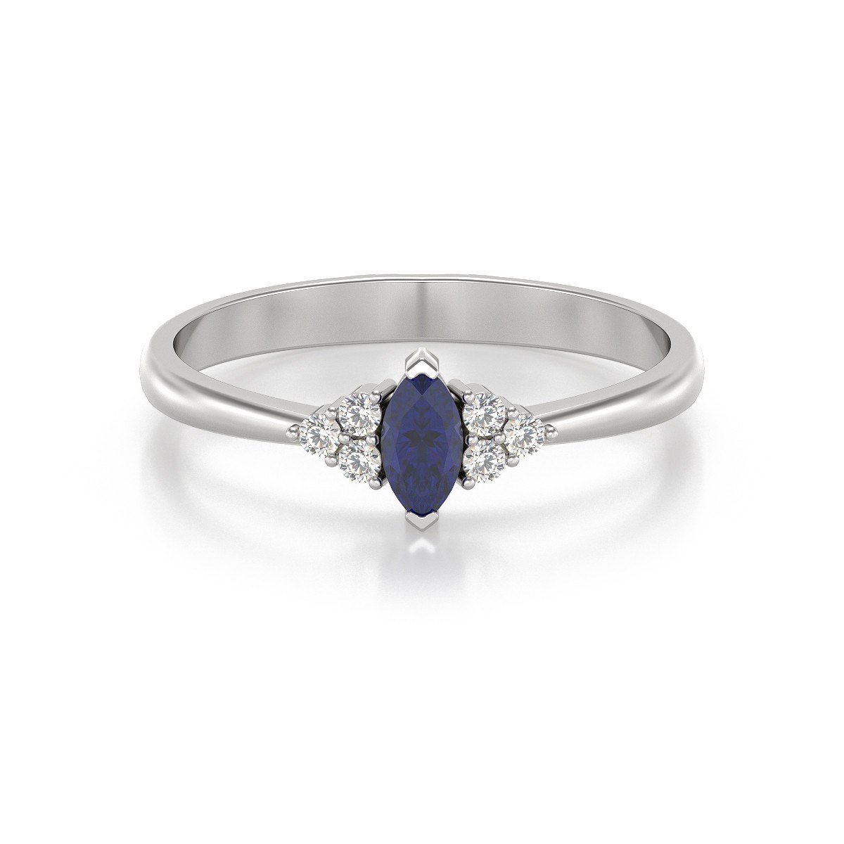 Bague ADEN Saphir et diamants sur Argent 925 2.1grs