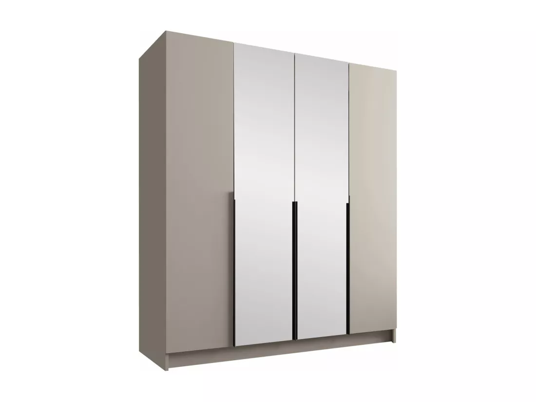 Armoire Closico 191, Cachemire|Noir, 215x200x58cm, Portes d'armoire: Avec des charnières