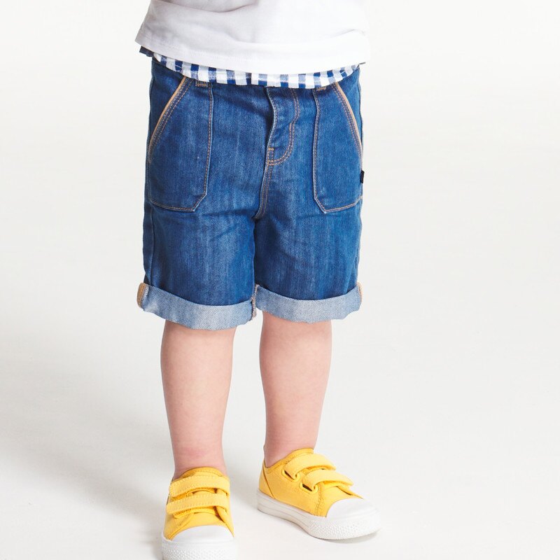 Short denim à revers bleu bébé garçon Bleu