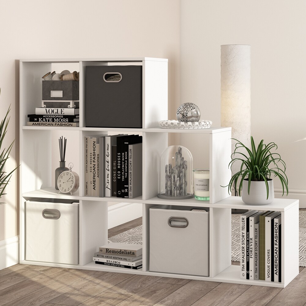 Vicco Treppenregal Raumteiler Bücherregal 9 Fächer weiß Stufenregal Stufenregal