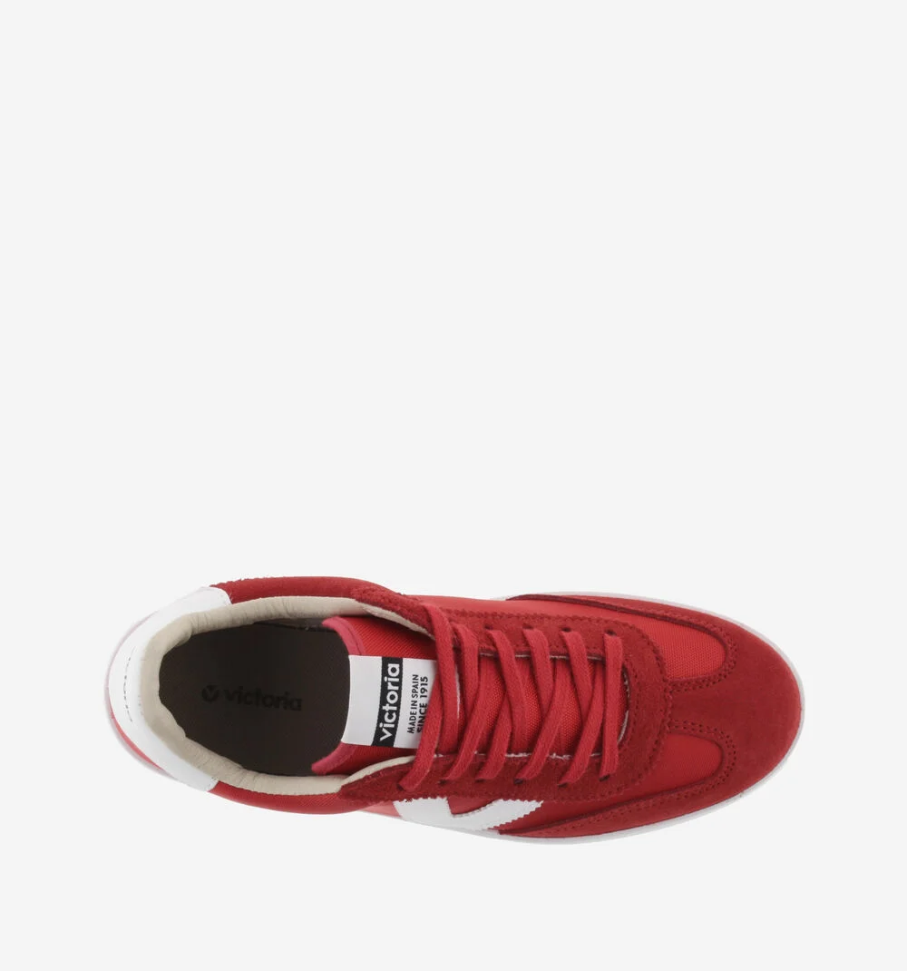 BERLÍN CUIR FENDU & NYLON Baskets monochromes unisexes ROJO