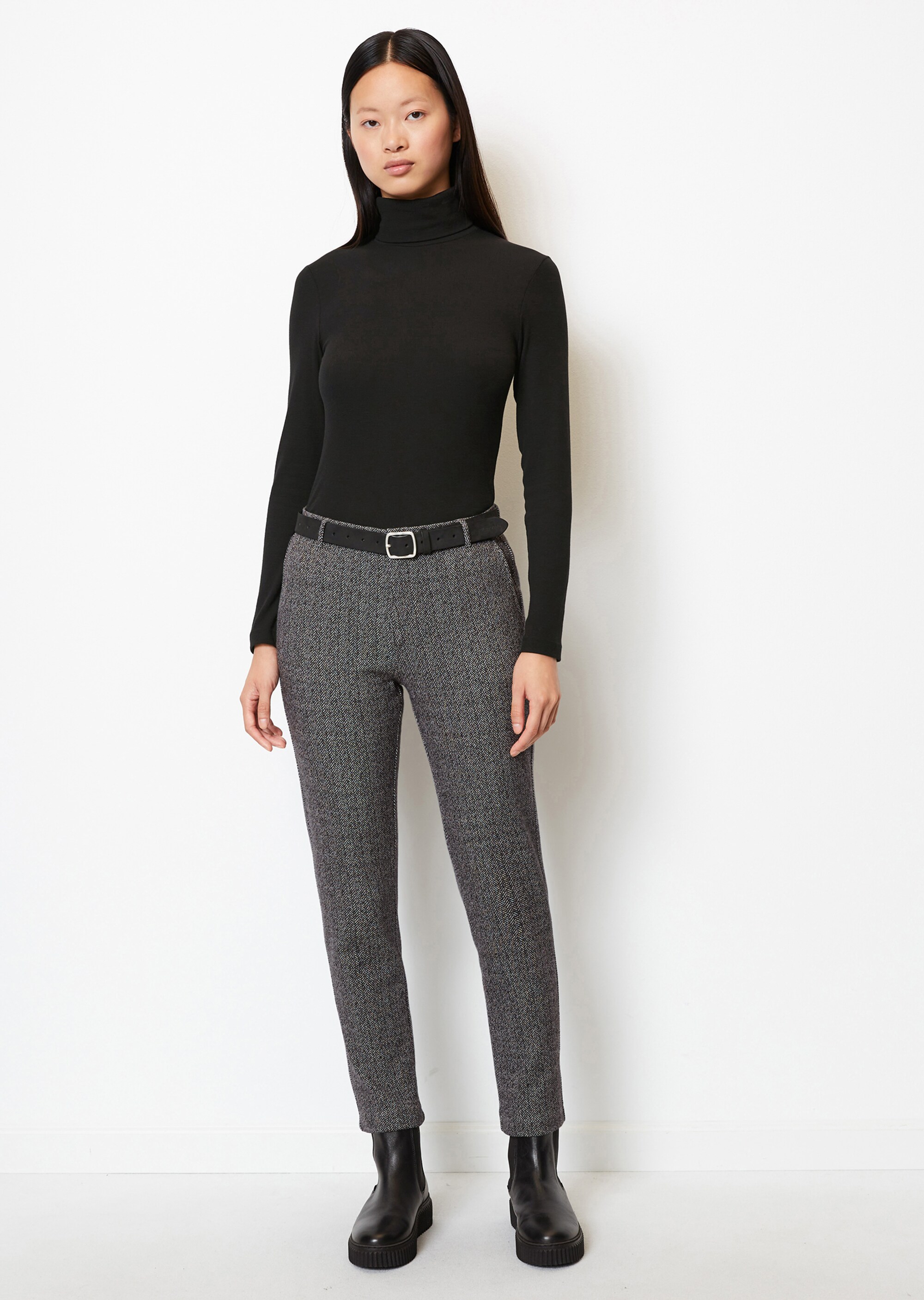 Jersey-Hose mit Fischgrätmuster aus Organic Cotton-Mix