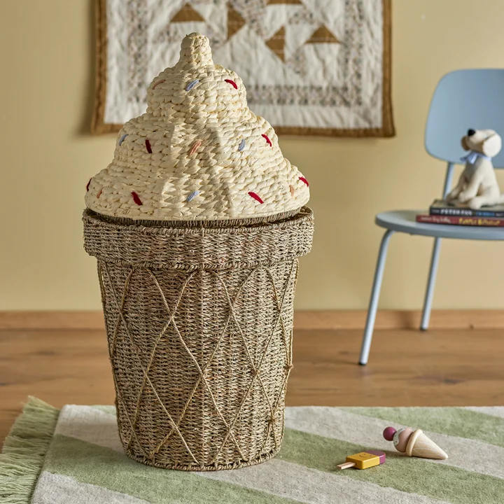 Bloomingville Mini - Cillie Korb mit Deckel, H 41 cm, natur