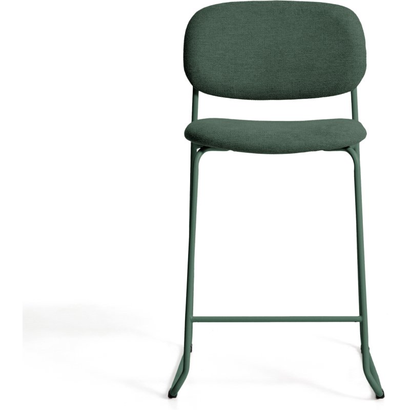 Tabouret empilable Meli en chenille verte et pieds en métal vert FSC Mix Credit 65 cm