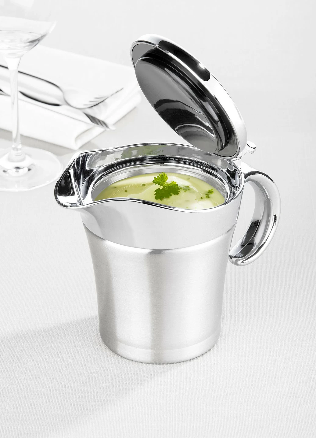 Thermo-Sauciere aus Edelstahl mit Deckel