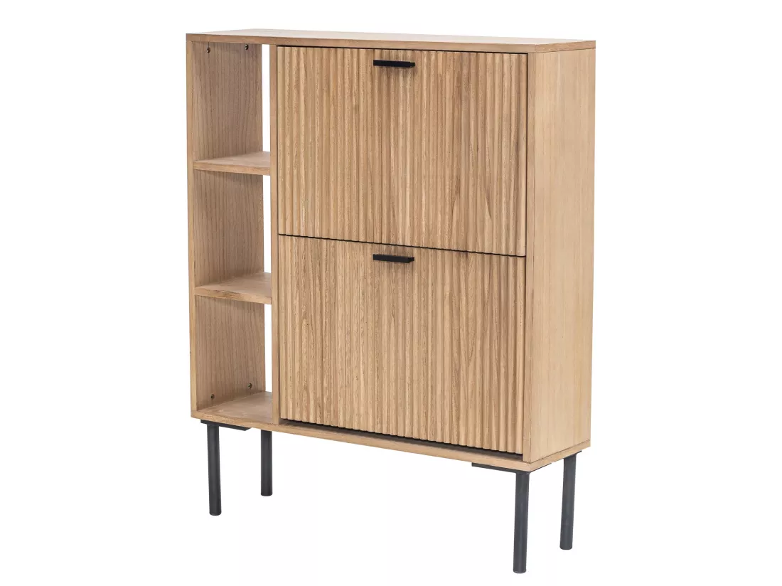 Nordlys - Meuble Entrée a Chaussures bois 2 Tiroirs