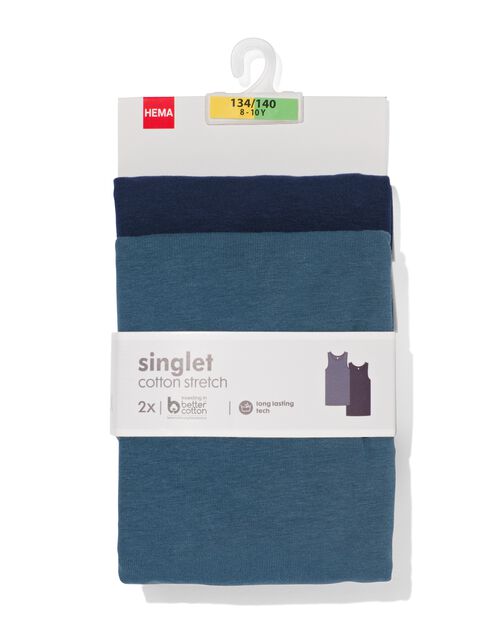 2 débardeurs basic enfant coton stretch bleu