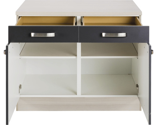 Optifit onderkast met lade en draaideur Porto220 BxDxH 100x60x84,8 cm antraciet mat gedemonteerd