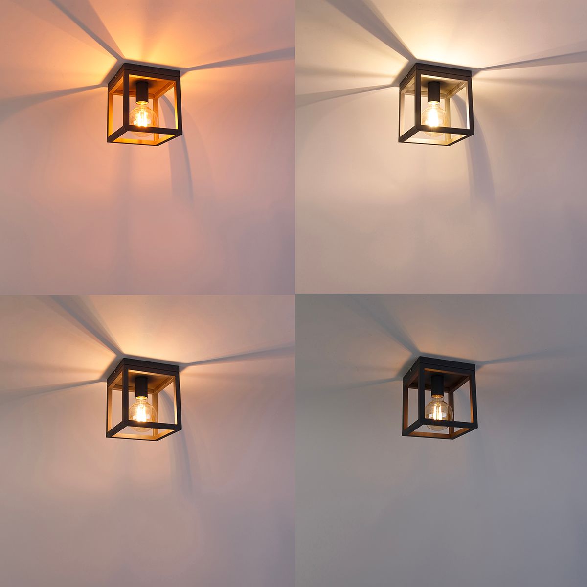 Industriële smart plafondlamp donkergrijs incl. Wifi G95 - Cage