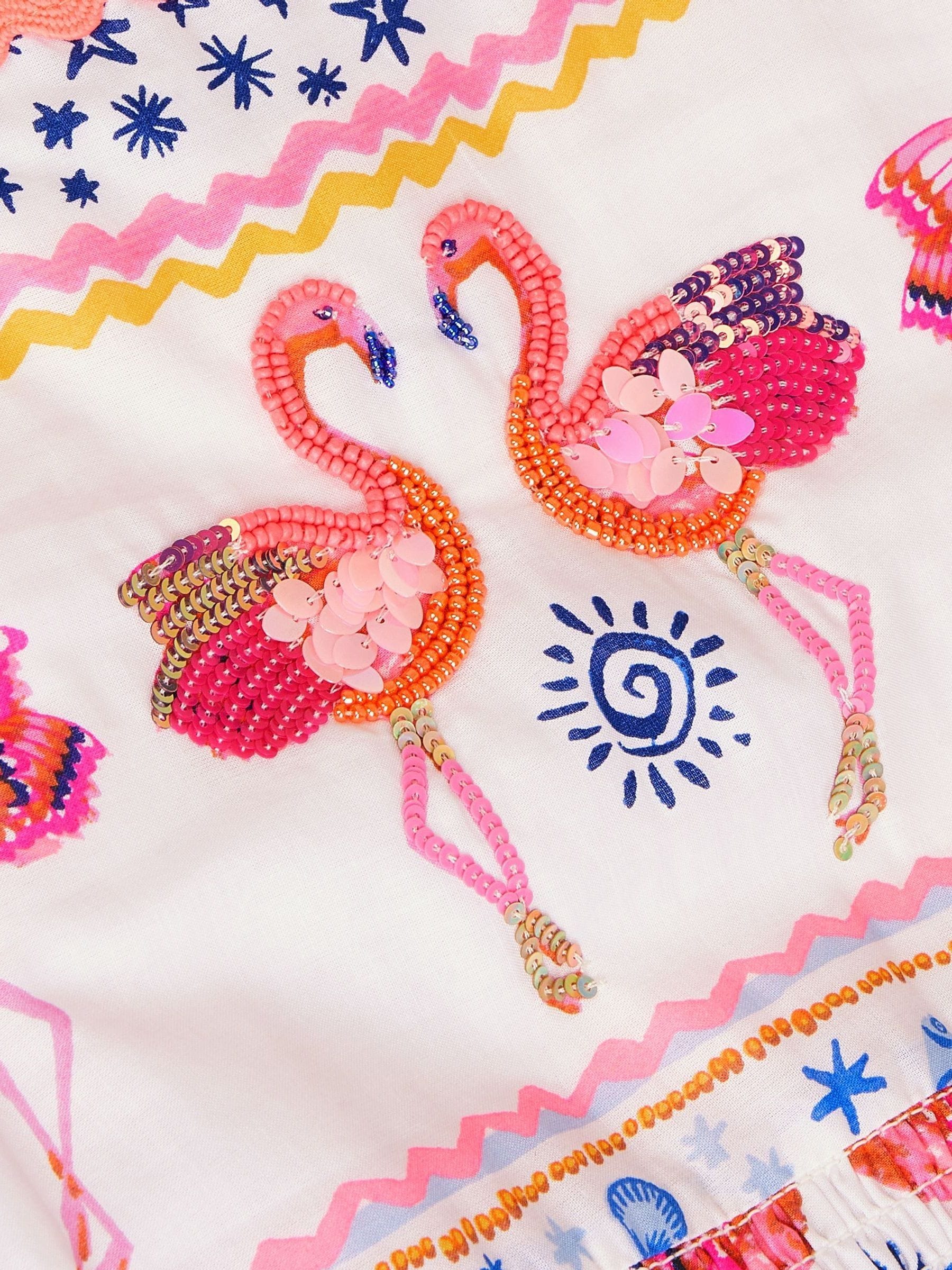 Monsoon 100% katoenen jurk met pailletten en flamingo's