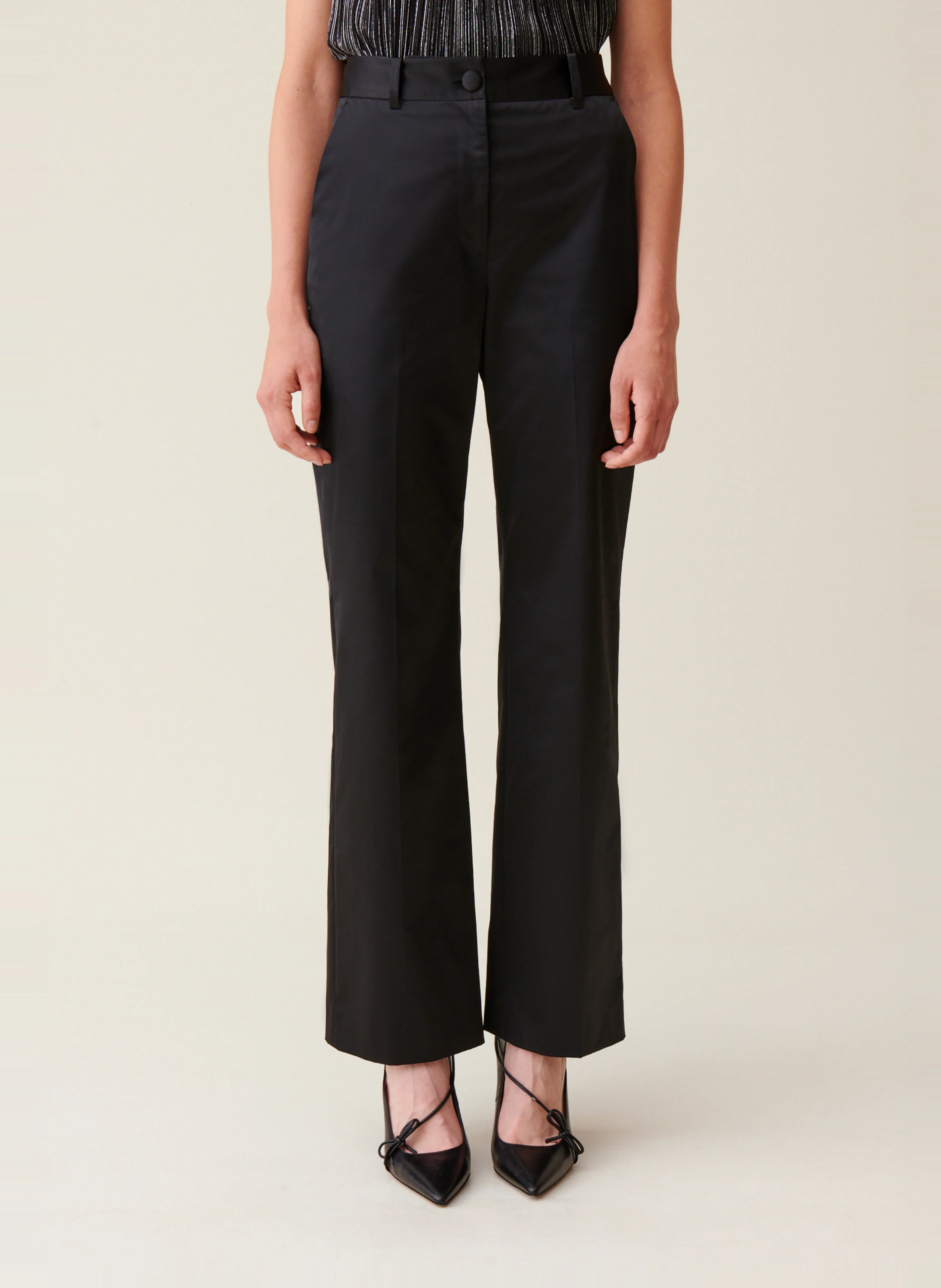Pantalon droit satiné | Noir