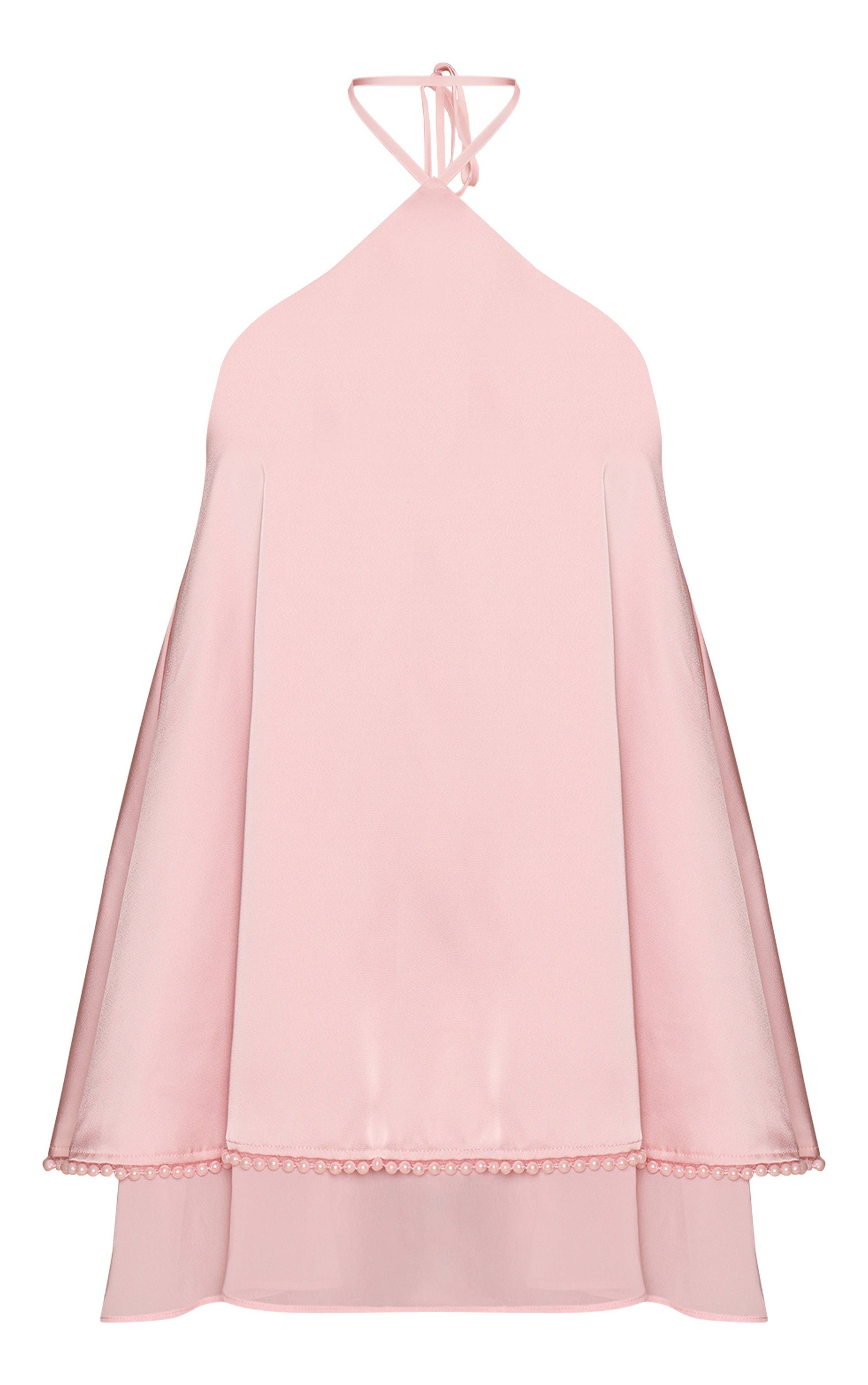 Rose Bébé Robe Mini Smockée Col Licou En Satin